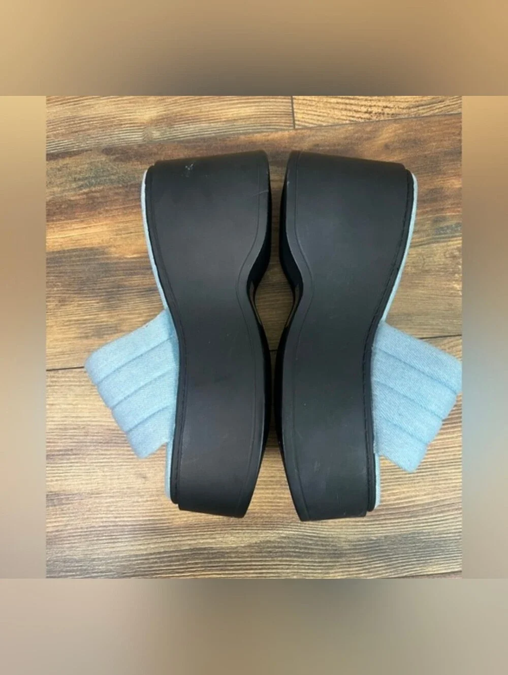 Azalea Wang Maggie Platform Sandal Sz 8:5 blue black summer vacation travel‎